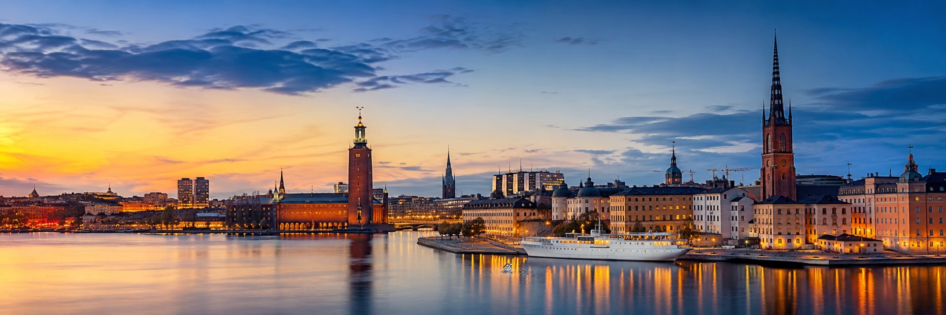 Stockholm skyline at sunset